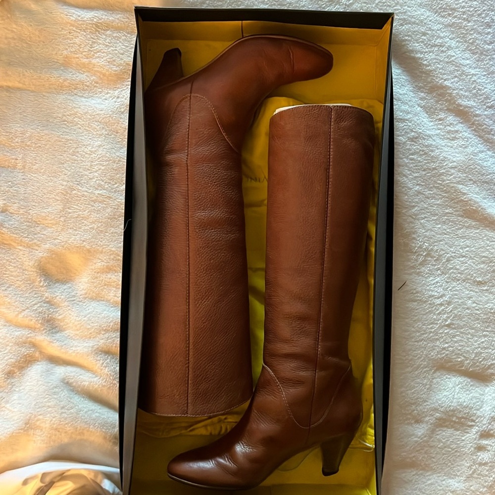 Brown leather boots